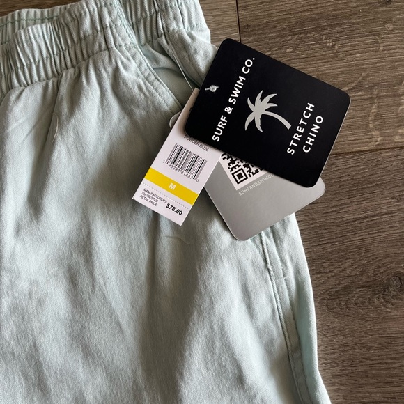 NWT Mens Surf and Swim Co Stretch Chino Shorts Size Medium Light Powder Blue. - Picture 9 of 9